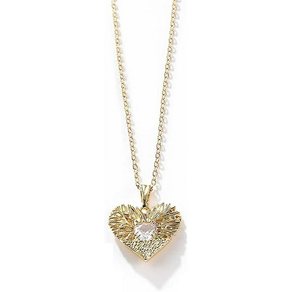 HTOOO Heart Pendant Neckalces for Women 18k Gold Filled Crystal Jewelry Valentine's Day Gift
