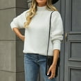 thumbnail image 4 of HAiming Women's Turtleneck Fuzzy Fleece Pullover Sweaters 2025 Winter Trendy Warm Solid Casual Long Sleeve Jumper Tops, 4 of 9