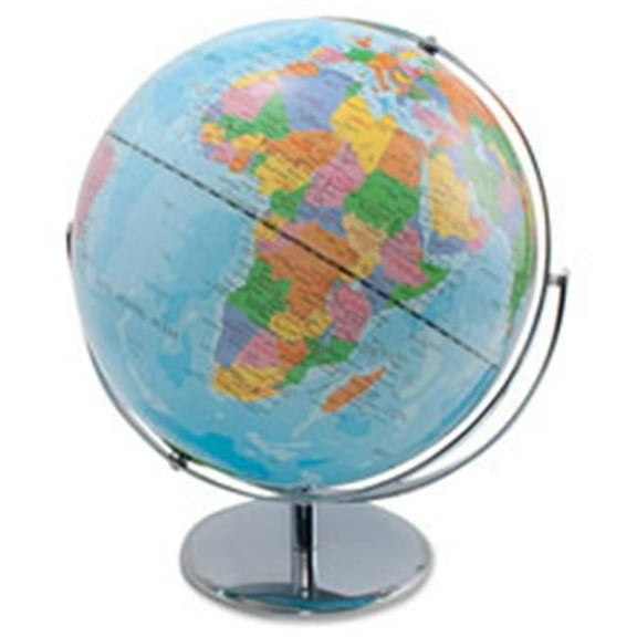World Globe, Blue Oceans, 12 in. x 16 in. x 13 in., Silver Base
