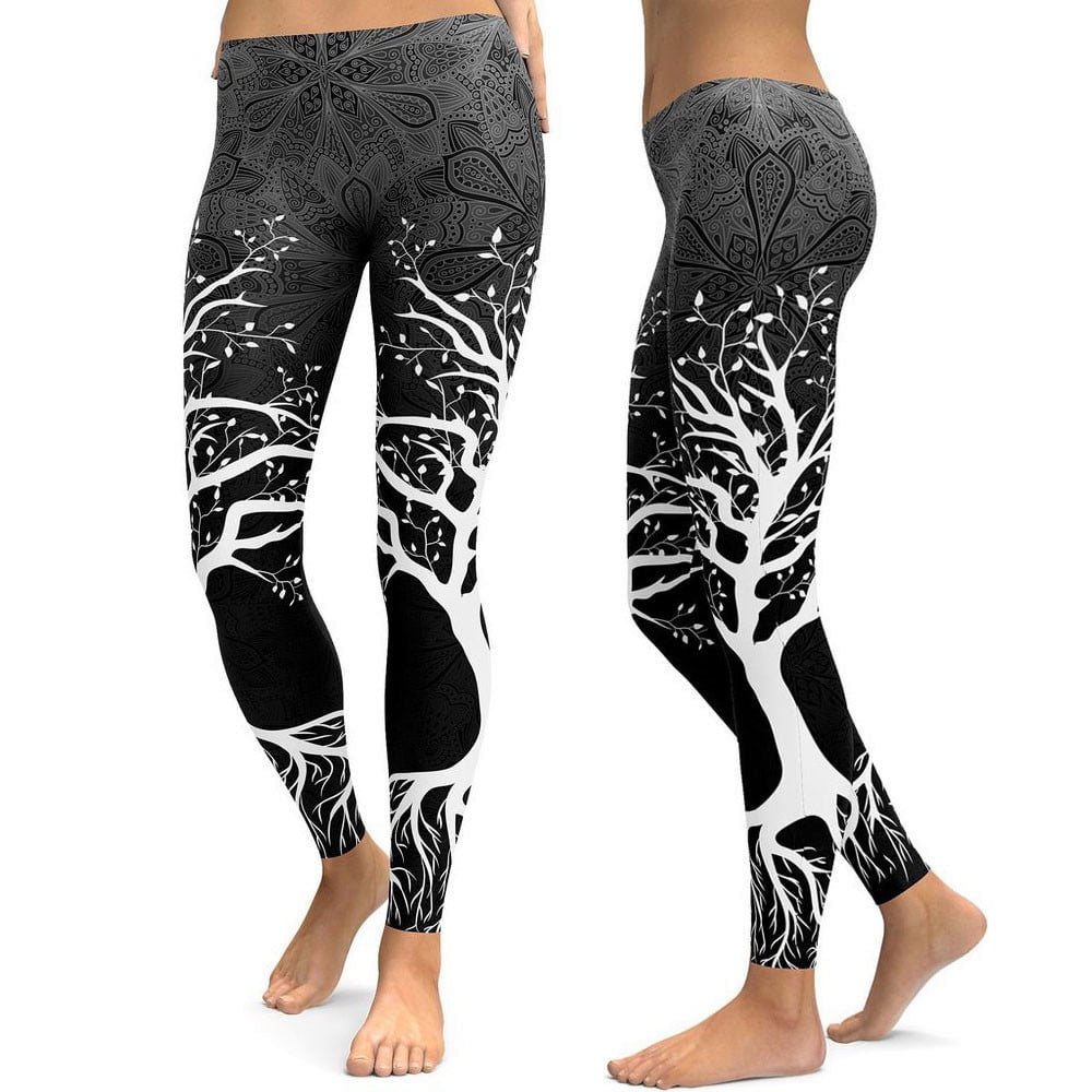 Women's High Waist Yoga Pants Sports Print Gym Fitness Leggings Long Trousers AM 