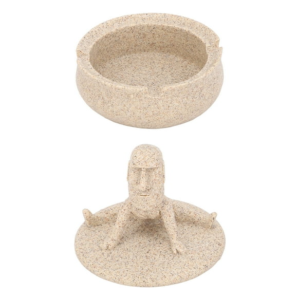 Moai Ashtray, Easter Island Moai Statue Ashtray Table Desktop Ornament with Lid for Ofiice