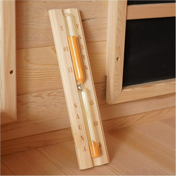 Sauna 15 Minute Hourglass Sand Timer, Sauna Accessories Wooden Rotatable Timer for Infrared & Steam & Barrel Sauna (Hemlock Wood)