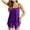 Purple, variant on SwiftWear Women's Green/Purple Silk Satin Pajama Set - Solid Strappy Cami Top & Ruffle-Trim Shorts, Summer Cooling Sleepwear Pajamas Set Gifts