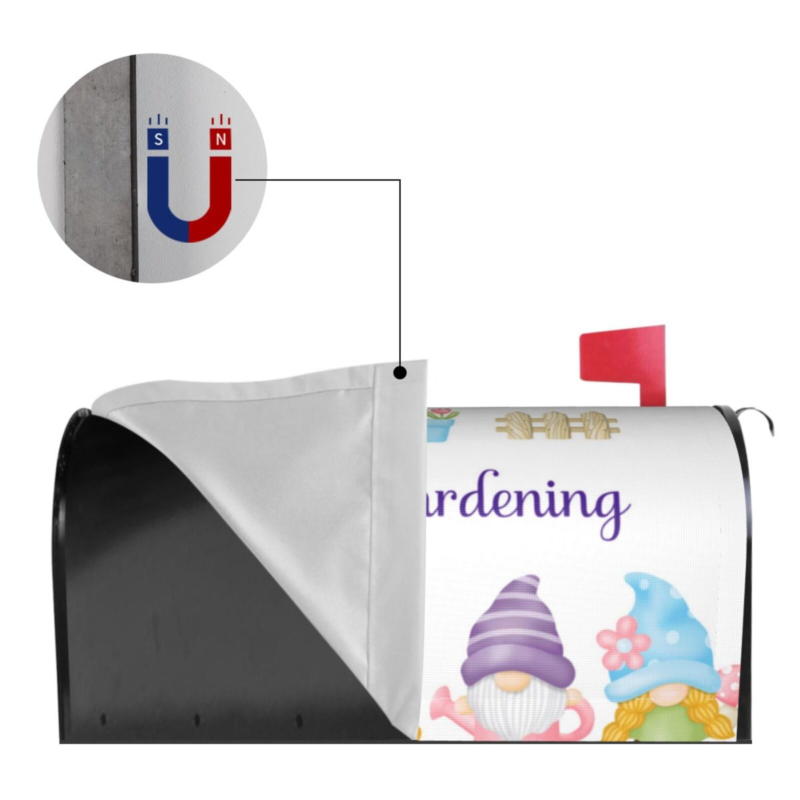 Logiee Watercolor Gnome Garden Print Post Letter Box Wrap Decor, Mailbox Cover Suitable for Standard Mailbox and Large Size Mailbox,Outdoor Yard Decoration-21x18 in