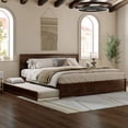 thumbnail image 3 of AFI Lylah King Wood Platform Bed with Panel Footboard and Twin-XL Trundle, Walnut, 3 of 17