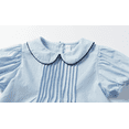 thumbnail image 5 of LittleSpring 5T Little Girls Short Sleeve Dress Peter Pan Collar School Uniform Dresses Casual Solid Blue, 5 of 6