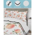 thumbnail image 4 of Quilts King Size Bedding Set, Peach Lightweight Quilted Comforter, Spring Floral Green Leaf Botanical Pink Fruit Soft Reversible Bedspread Coverlet with Pillow Covers for All Season, 96" x 106", 4 of 7