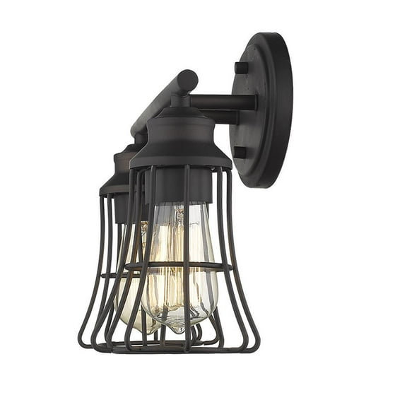 HomeRoots Two Light Bronze Cage Wall Light