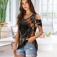 thumbnail image 3 of POLERO Hunting Camo Flame Print Womens Cold Shoulder T-Shirt Short Sleeve Tshirts V Neck Summer Tee Tops Sexy Casual for Travel Dating Soft Lightweight S, 3 of 8