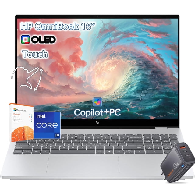 HP OmniBook 7 Laptop con Pantalla Táctil -16inch 2K OLED 120Hz -Intel Core 9 270H Supera i7-13650HX -64GB RAM -2TB SSD -Windows 11 -teclado Retroiluminado-edición de Video Negocios Computadora