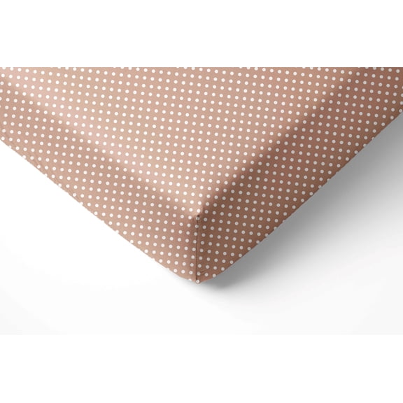 Crib or Toddler Bed Fitted Sheet 100% Cotton Percale, Beige Pin Dots