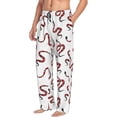 thumbnail image 3 of Mens Pajama Pants - Soft Sleep & Lounge Pants for Men, Cartoon Cute Snake Red White Cuteness Casual PJ Bottoms Pants with Pockets, 3 of 5