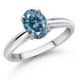 thumbnail image 2 of Gem Stone King 10K White Gold Persian Blue Moissanite Solitaire Engagement Ring for Women (1.38 Cttw, Oval 8X6MM, Gemstone Birthstone, Available in Size 5, 6, 7, 8, 9), 2 of 4
