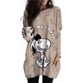 thumbnail image 3 of Camiseta de manga larga con cuello redondo para mujer, de primavera y otoño, talla grande 3XL, informal, holgada, con bolsillo, de Snoopy, 3 of 5