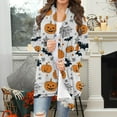 thumbnail image 2 of Kilaqueen Oversized Cardigans for Women Halloween Pumpkin Bat Print Casual Long Sleeve Open Front Knitted Sweater Cardigans Halloween Costumes, 2 of 7