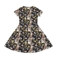 thumbnail image 4 of YOUYEDIAN Girls Easter Dress Kids Festival Cute Bunny Print A-Line Dresses Teen Casual Short Sleeve Crew Neck Sundress with Pockets (Brown, 13-14 Years), 4 of 5