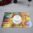 thumbnail image 2 of MKHERT Cat Sitting On Painting Cityscape Background Abstract Animal Placemats Table Mats for Dining Room Kitchen Table Decoration 12x18 inch,Set of 6, 2 of 4