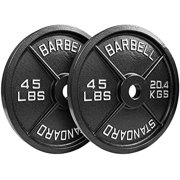 Steel Olympic Plates 45lb Pair - Olympic Standard Premium Coated 2x 45 Pound Weights