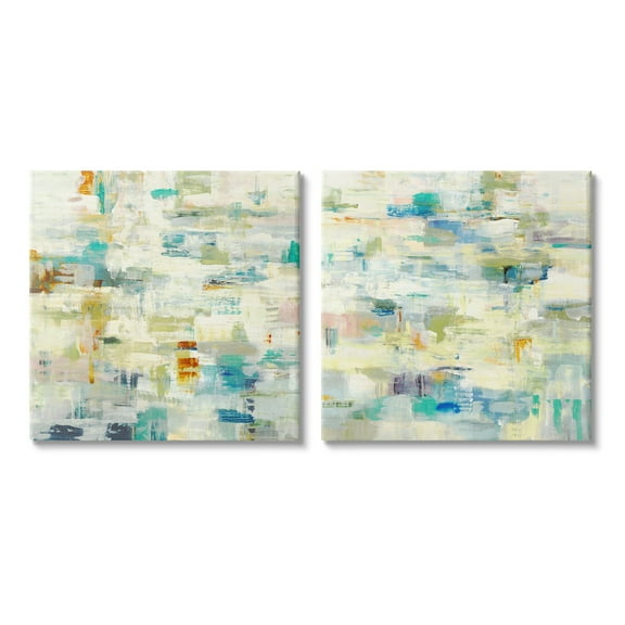 Stupell Industries Complex Patterned Abstraction Abstract Painting Gallery Wrapped Canvas Art Print Wall Art, 17 x 17, Set of 2