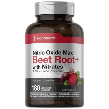 Nitric Oxide Beet Root Capsules for Men and Women | With Nitrates | 180 Count | by Horbaach