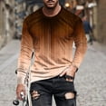 thumbnail image 2 of Cotton Gradient Color Long Sleeve Crewneck Tops for Men Plus Size Comfy Pullover 3D Print T Shirts Brown,5XL, 2 of 6