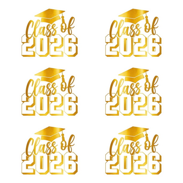 CaiYueKe 2026 Graduation Stickers Transparent Gold Foil Waterproof Seal Labels, Commemorative Envelopes Sealing Stickers for Diploma Party Favors Gift Decorations(6 Pcs)