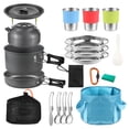thumbnail image 1 of Establecimiento utensilios para acampar conjunto de cocción 3 personas 22 piezas pot de campamento y sartén cocina para acampar al aire libre mochilero con mochila con bolsas de, 1 of 7