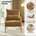 thumbnail image 4 of UBesGoo Modern Accent Chair, Chenille Armchair with Solid Wood Frame and Jute Rope Armrests, Comfy Single Reading Sofa with Pillow, Khaki, 4 of 9