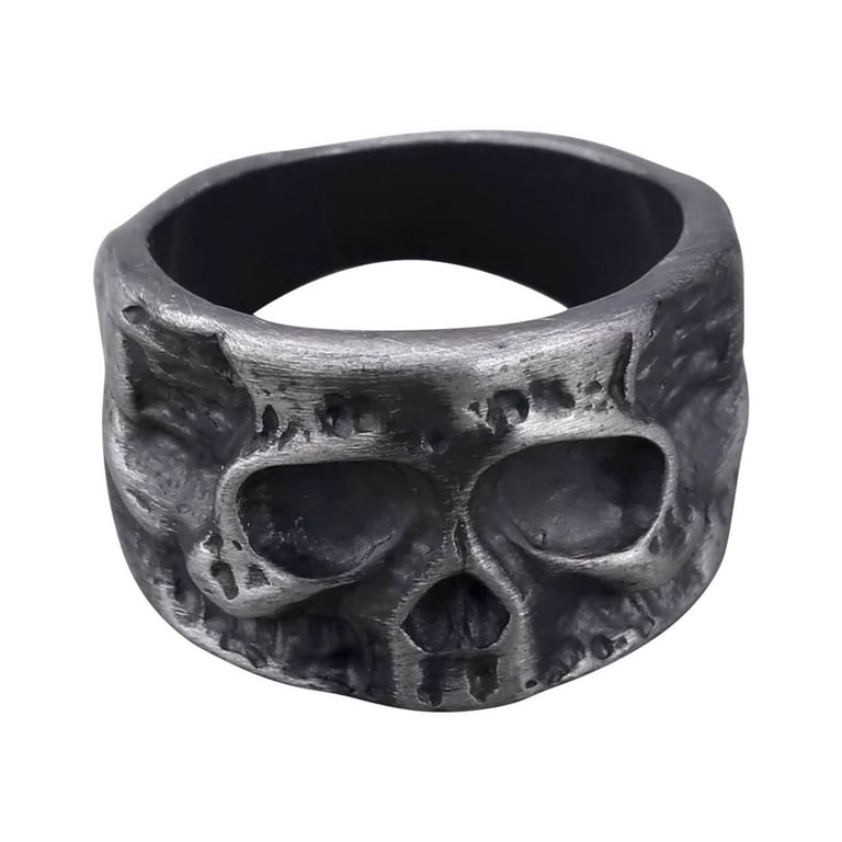 QISIWOLE 2 PC Antique Skull Head Ring, Vintage Skeleton Head QISIWOLE 2 PC Antique Skull Head Ring, Vintage Skeleton Head