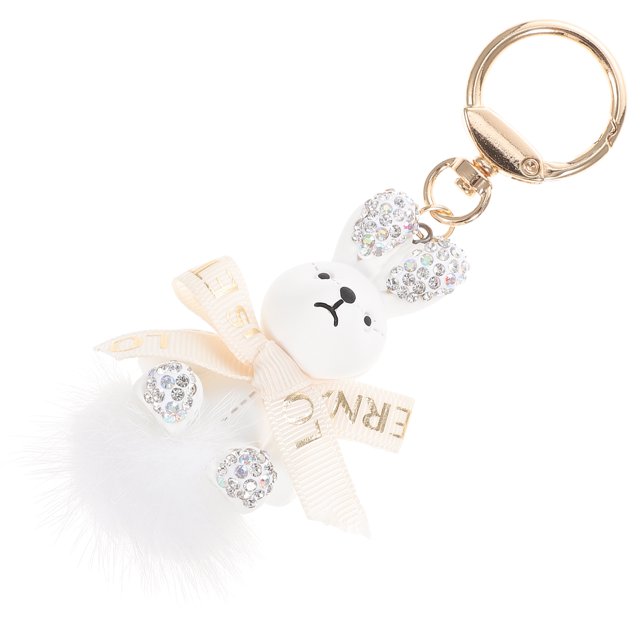 Miangastore Cute Keychain Accessory White Zinc Alloy 1Pcs 4.9X1.6X1.3in