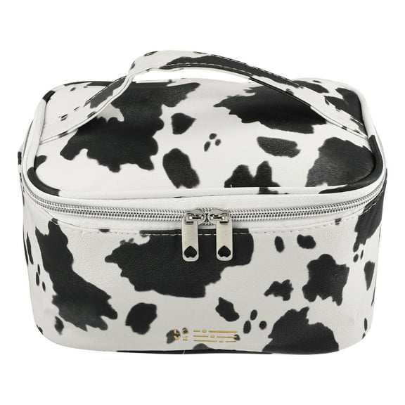 1Pcs Makeup Bag Cosmetic Travel Bag Large Makeup Bag Organizer Bag for Women Faux Leather Black White