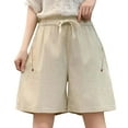 thumbnail image 2 of Maean Womens Plus Size Shorts Cotton Wide Leg Loose Elastic Waist Drawstring Summer Short Pant with Pockets, 2 of 5