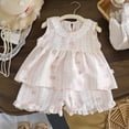 thumbnail image 2 of Girls' 2-Piece Summer Outfit 6-12 Months 12-24 Months 2t 3t 4t 5t 6t 7t Children Short Sleeve Graphic T-Shirt And Cargo Shorts Set(Light Pink,3-4 Years), 2 of 3