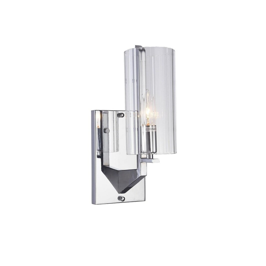 Chrome Metal Wall Sconce with Glass Shade