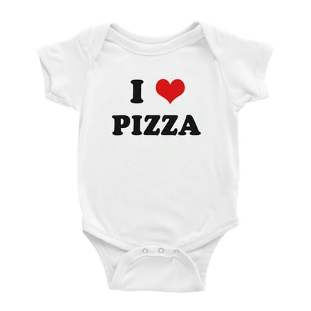 

I Heart Pizza Love Food Funny Baby Romper (White 18-24 Months)