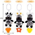 thumbnail image 2 of 3 Pack Hanging Rattle Toys, Cartoon White Black Stuffed Stroller Plush Toys for Newborn 0-18 Month Baby Bed Crib Toys with Wind Chimes (Zebra,Deer&Cow), 2 of 7