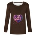 thumbnail image 4 of Styesk Chemises à Manches Longues pour Femmes Nouvel An T-shirt Décontracté Imprimé Col Rond Manches Longues, 4 of 4