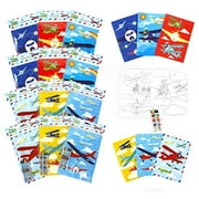 TINYMILLS Airplane Coloring Book Set with 12 Coloring Books and 48 Crayons Airplane Birthday Party Supplies Favor Bag Filler Carnival Prizes Rewards Stocking Stuffers Classroom Party