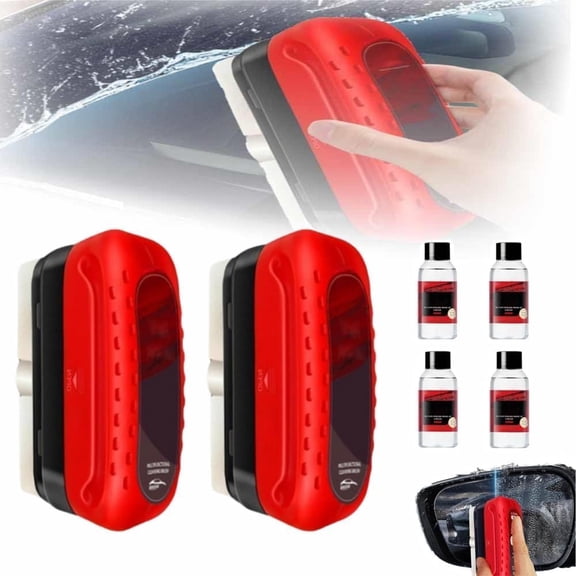 2PCS Automotive Oil Film Cleaning Brush, 2026 New Coating for Windshield, Clear Vision Glass Cleaner -Prevents Rain and Fog,Improves Clarity and Visibility