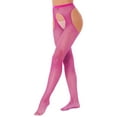 thumbnail image 2 of Jhaoyu Bas Résille Filet pour Femmes Collants à Pieds Bas Cuisse Haute Rose Vif Taille Unique, 2 of 4