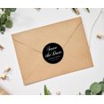 thumbnail image 2 of Darling Souvenir Round 45 Pcs Calligraphy Save The Date Stickers Personalized Bride Groom Names And Date Envelope Seals - Black, 2 of 4