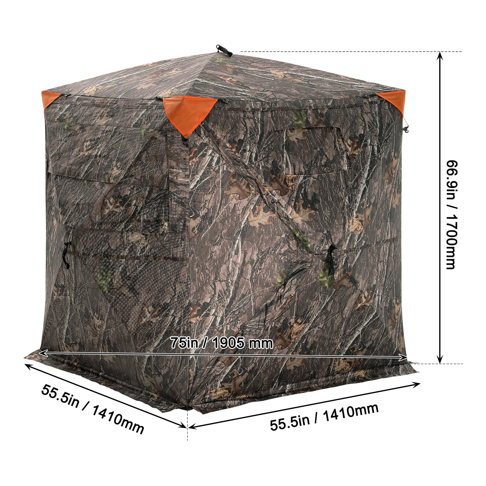 VEVOR Hunting Blind, 270° See Through Ground Blind, 1-2 Person Pop Up Deer Blind for Hunting with Carrying Bag, Portable Resilient Hunting Tent, One-Way See-Through Mesh for Turkey and Deer Hunting