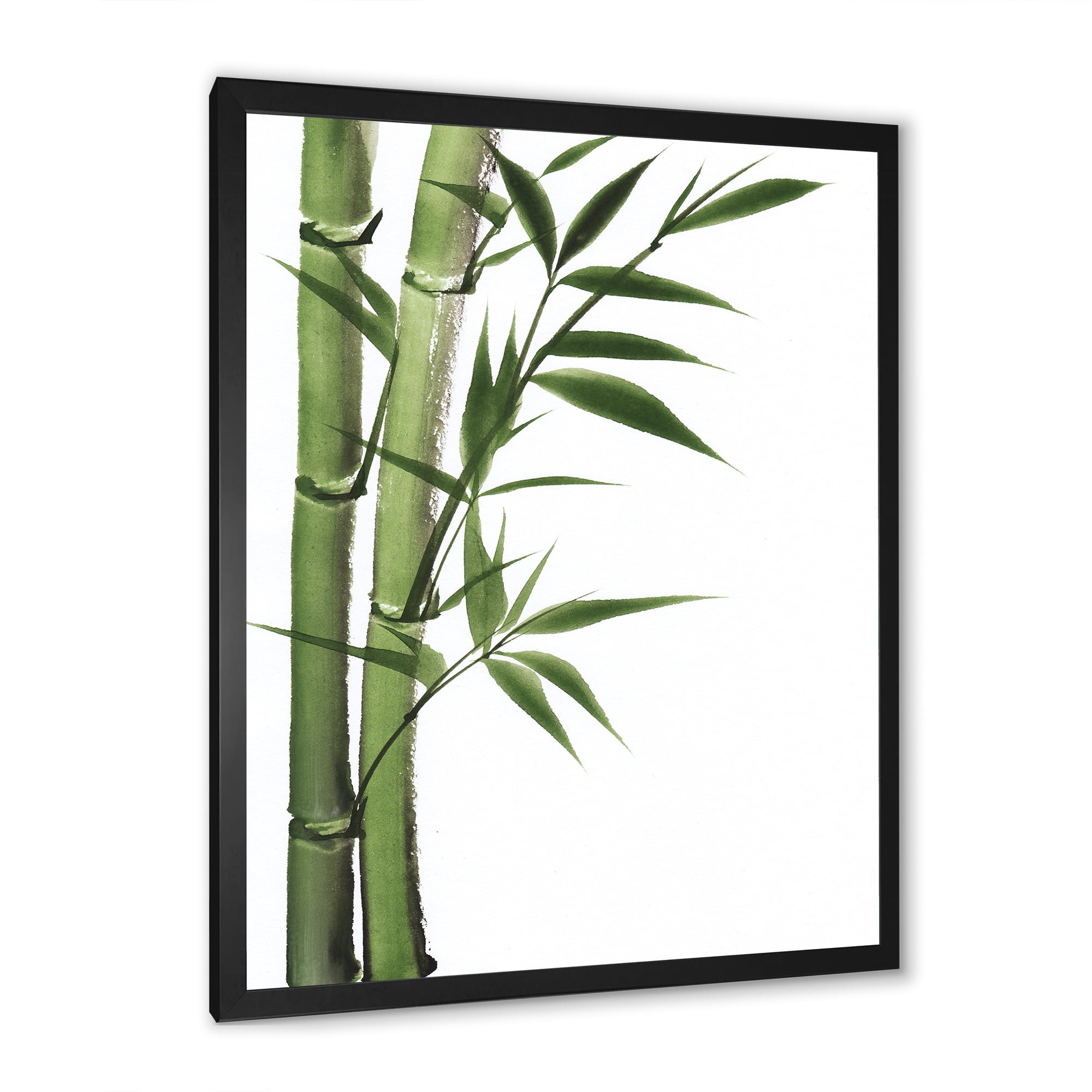 Designart 'Detail of Dark Green Bamboo and Leaves I' Traditional Framed Art Print