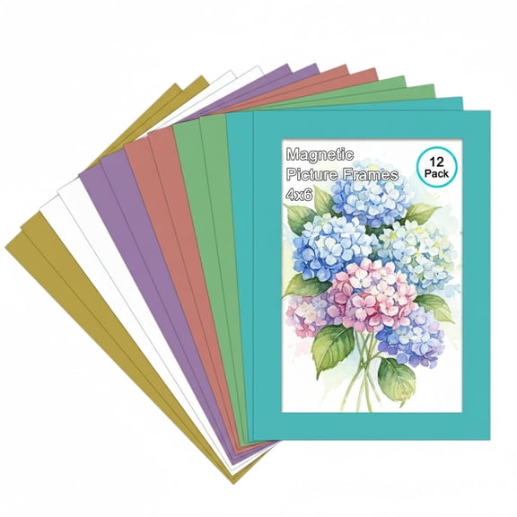 4x6 Magnetic Picture Frame, 12 Pack Colorful Magnetic Photo Frames for Fridge