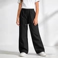 thumbnail image 4 of Dagugfen Cargo Pants for Teens Elastic Waisted Loose Fitted Outdoor Hiking Pants Climbing Camping Activewear Trousers with Pockets(11-12 Years,Black1), 4 of 5