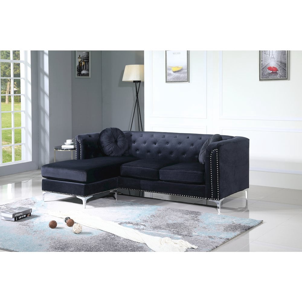 Glory Furniture Pompano Sofa Chaise in Black Color