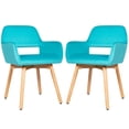 thumbnail image 2 of Set de 2 Sillas Modernas Costway en Terciopelo con Patas de Madera Azul 54,4 x 58 x 75 cm, 2 of 10