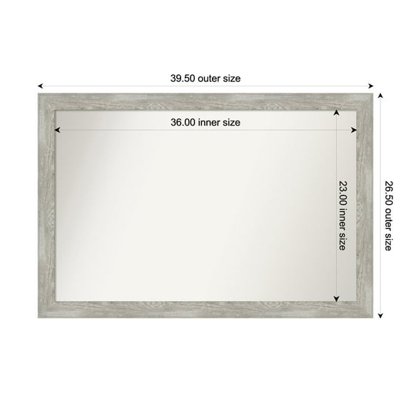 Amanti Art Custom Wall and Bathroom Mirror (26.5 x 39.5 in.), Dove Greywash Narrow Frame