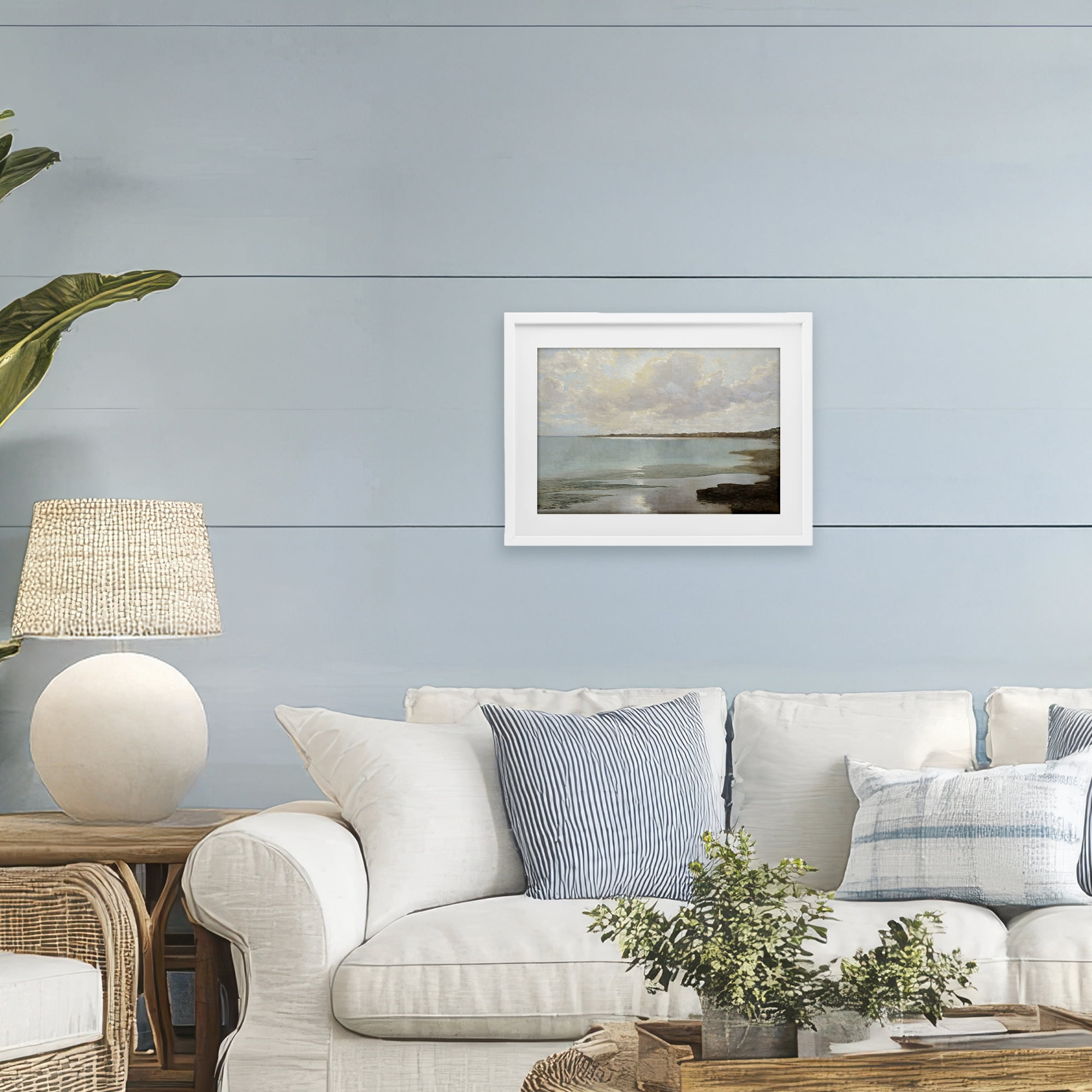 Stupell Industries At The Shore Horizon White Framed Print Under Glass, design by Christy McKee