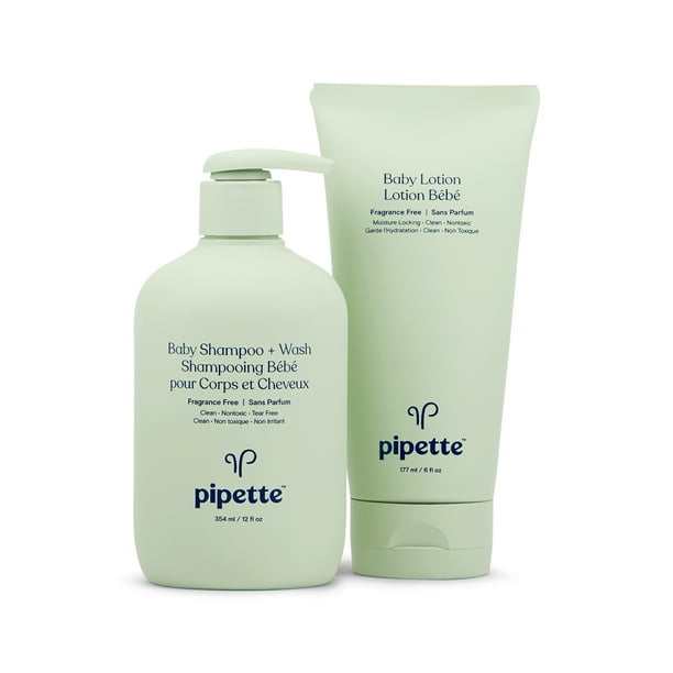 Pipette Baby Bathtime Duo, Fragrance Free, includes Baby Shampoo & Wash